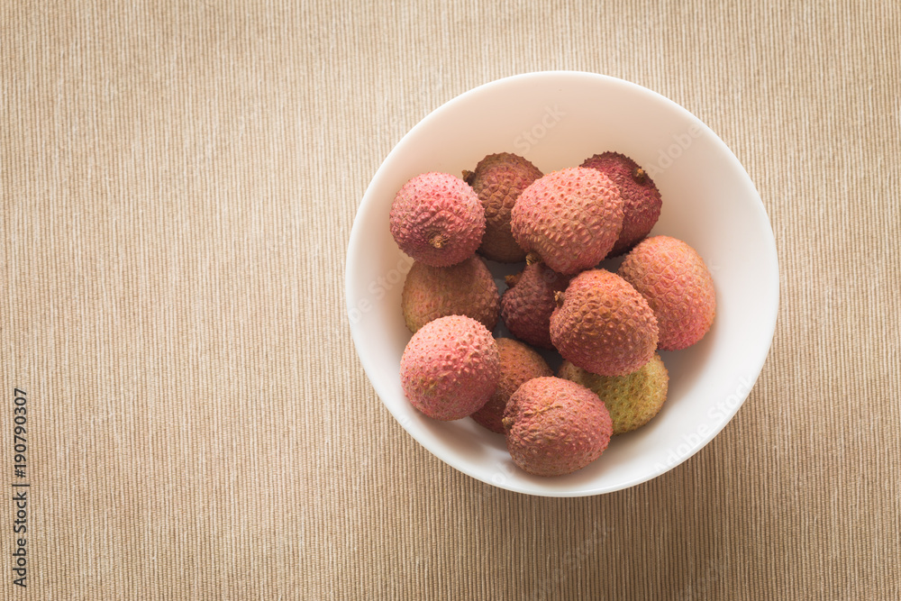 Lychee on the table. Lychee on the table.