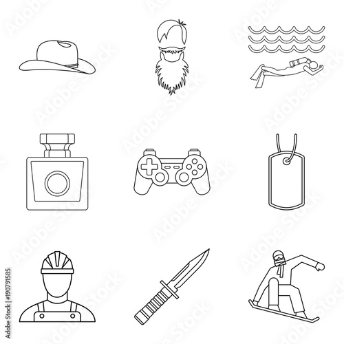 Man work icons set, simple style
