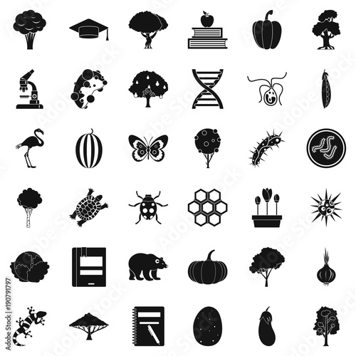 Microbiology icons set, simple style