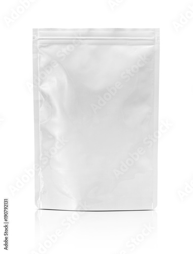 blank packaging aluminum foil pouch isolated on white background