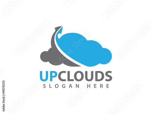 vector up cloud online cloud storage logo design