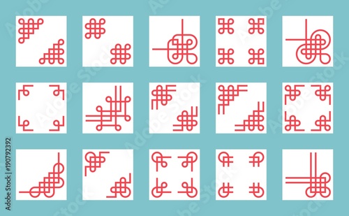 Chinese knots  border and frame for use in greeting card  poster or Chinese new year