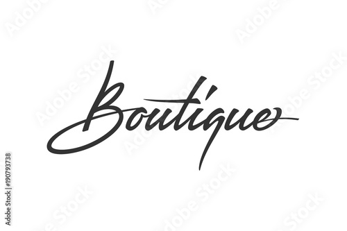 Boutique logo design. Vector sign lettering. Logotype calligraphy