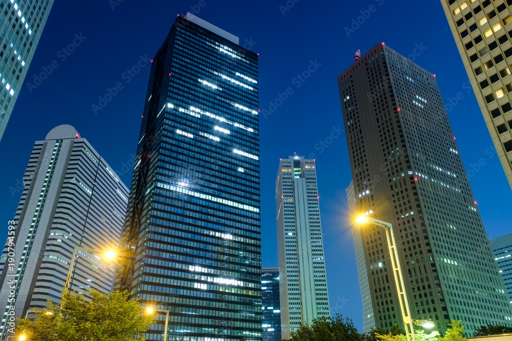 Obraz premium 東京 西新宿の高層ビル群 夜景