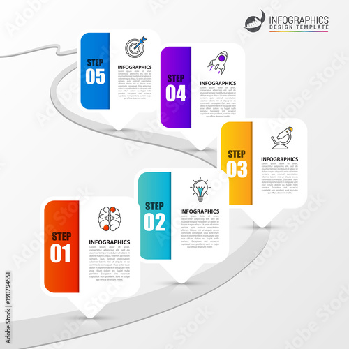 Infographic design template with a road. Vector