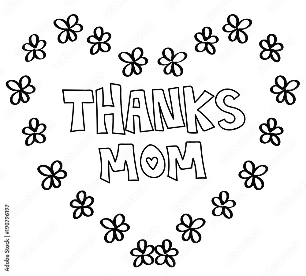 Thanks Mom Heart Coloring Page