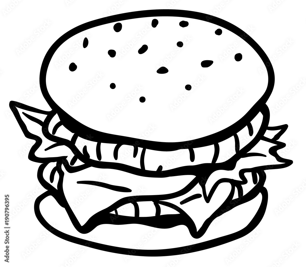 Hamburger Line Drawing Hamburger Line Drawing
