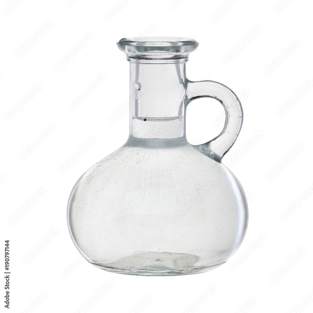 Jug. Storage of drinks. For a liquid. Glass. Isolated. Jug. Storage of drinks. For a liquid. Glass. Isolated.