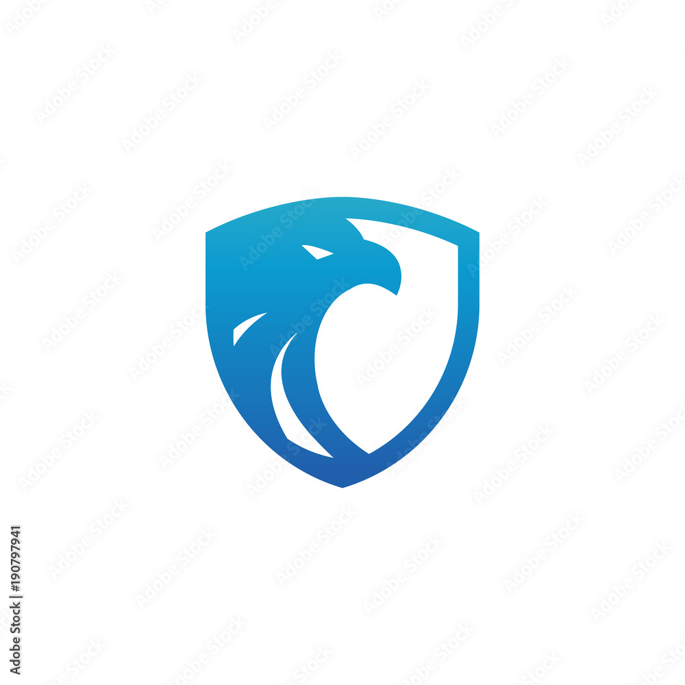 Security shield blue eagle logo design template vector Security shield blue eagle logo design template vector
