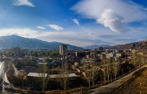 View from above on town Vanadzor, Armenia