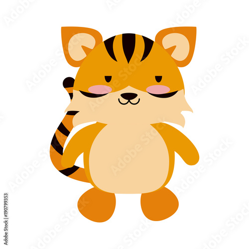 Fototapeta Naklejka Na Ścianę i Meble -  Cute tiger cartoon icon vector illustration graphic design
