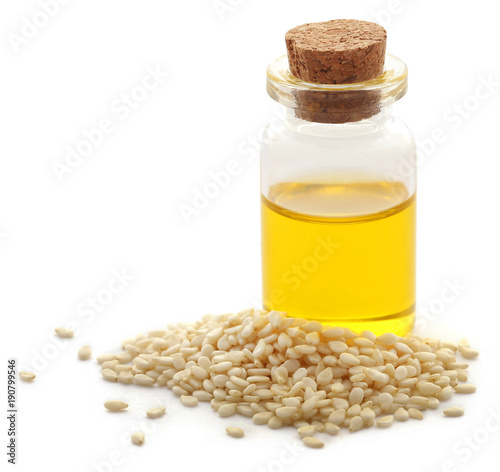 Peeled sesame seeds with oil photo