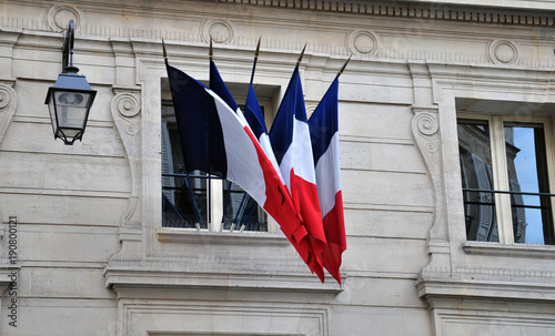 Building with the national flags of France photo