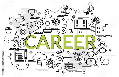 Flat colorful design concept for Career. Infographic idea of making creative products..Template for website banner, flyer and poster.