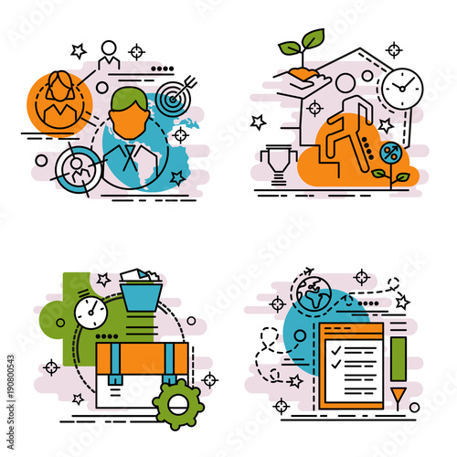 Set of outline icons of Career..Colorful icons for website, mobile, app design and print.