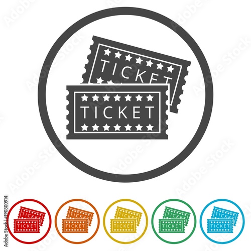 Vector ticket icon, 6 Colors Included