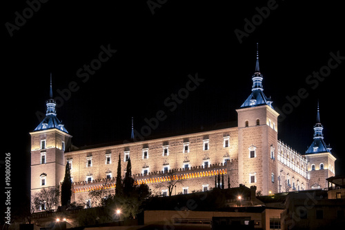 Alcazar of Toledo night view, Spain. The Historic City of Toledo was declared a World Heritage Site by UNESCO in 1986