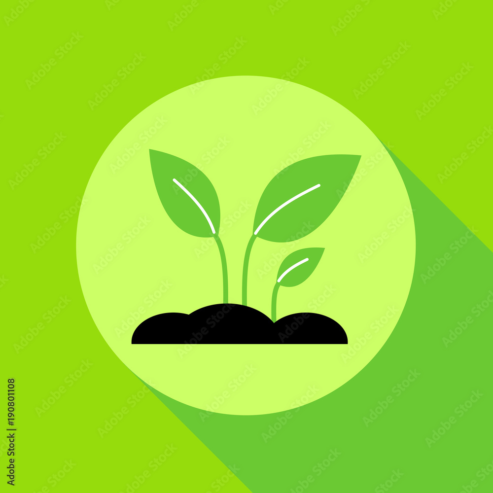 Growing sprout flat icon with long shadow. Vector graphic illustration. Growing sprout flat icon with long shadow. Vector graphic illustration.