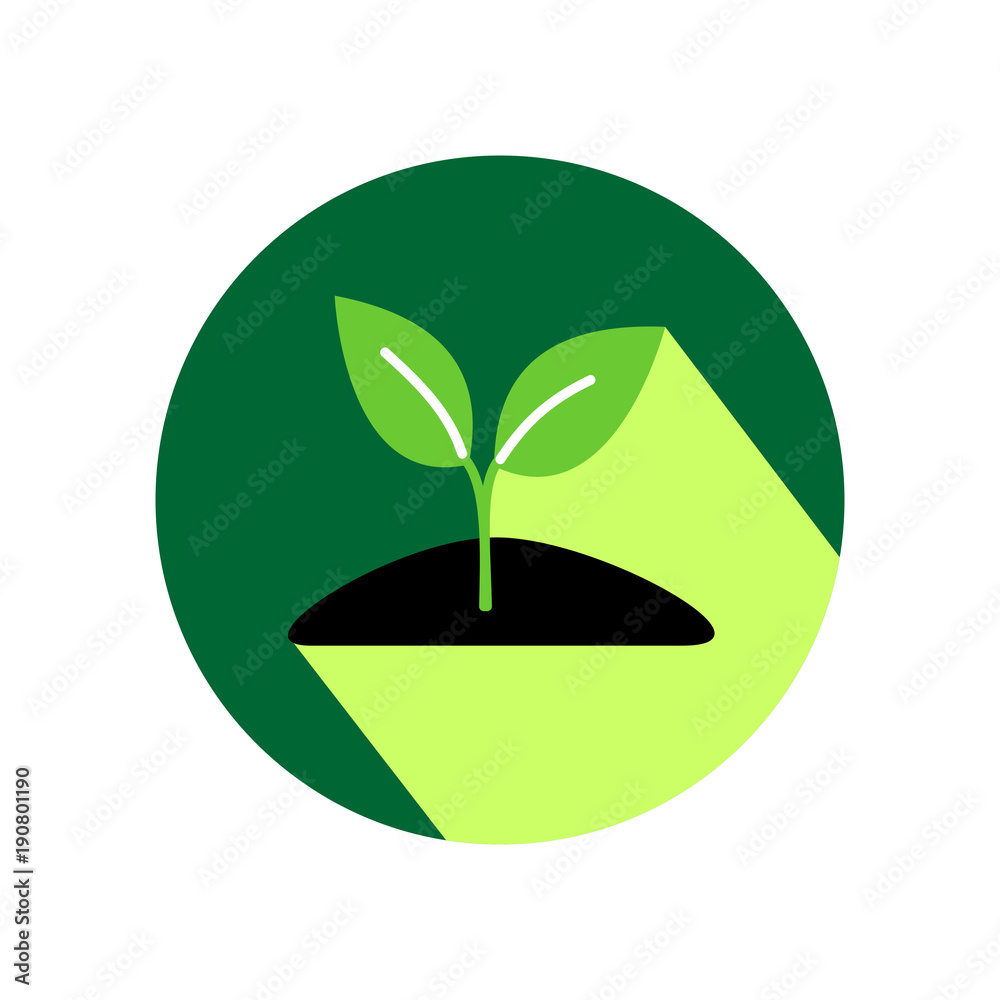 Growing sprout flat icon with long shadow. Vector graphic illustration. Growing sprout flat icon with long shadow. Vector graphic illustration.