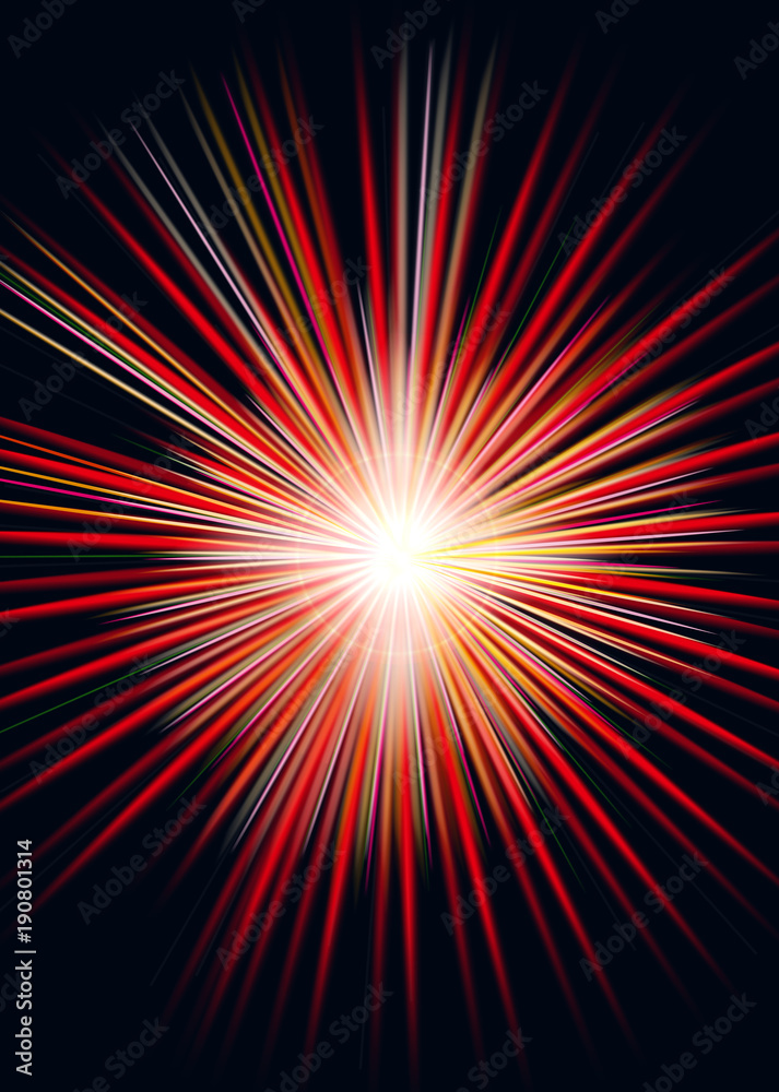 フレア 爆発のイメージ 赤 放射線 集中線の背景 ビックバン 未来 光 イメージの背景画像 Stock Illustration Adobe Stock