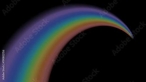 Rainbow icon. Shape arch isolated on black background. Colorful light and bright design element. Symbol of rain, sky, clear, nature. Flat simple graphic style. Vector illustration