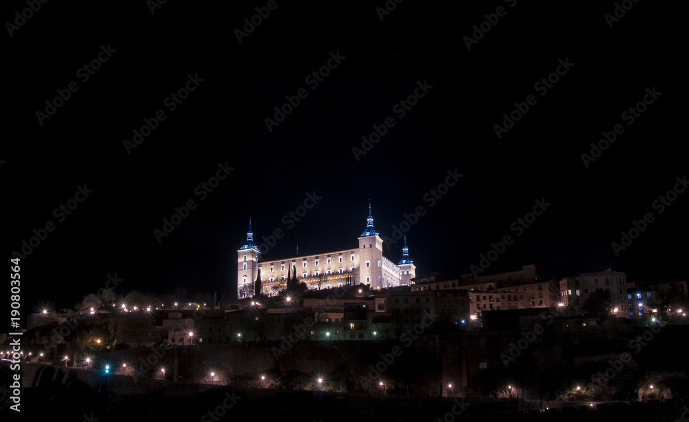 Alcazar of Toledo. Night view. The Historic City of Toledo was declared a World Heritage Site by UNESCO in 1986