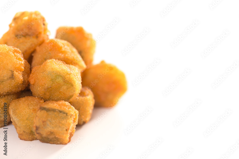 Southern Fried Okra Isolated on a White Background