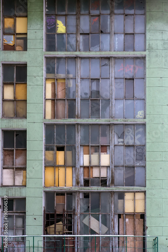 windows of abandoned building texture