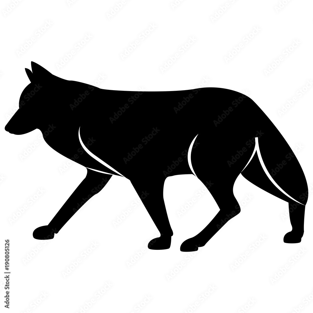 Vector image of a silhouette of a wolf on a white background Vector image of a silhouette of a wolf on a white background