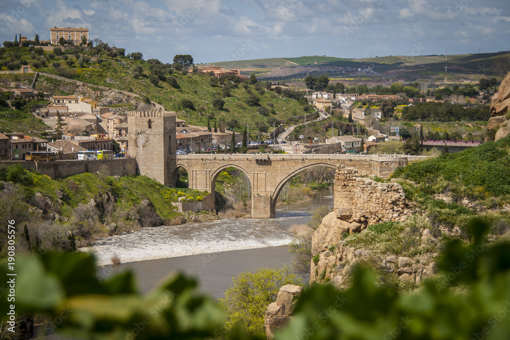 Puente de San Martin bridge over the Tagus river in Toledo, Spain