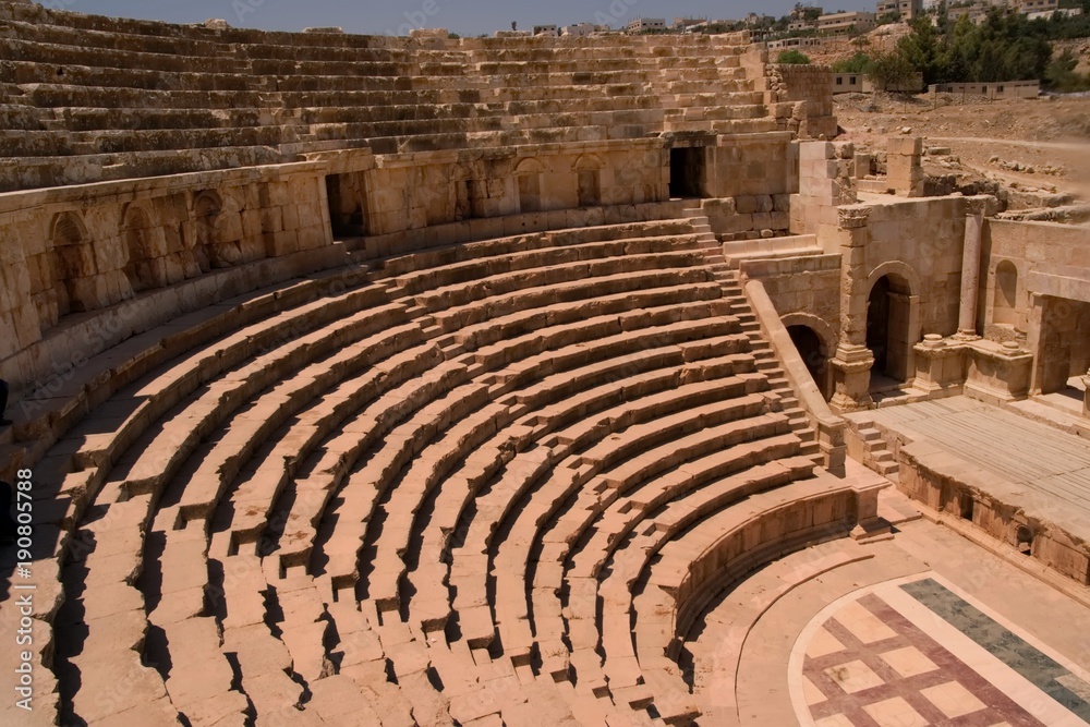 Theater ruins of in ancient city of Jerash, Jordan