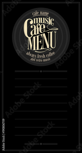 Coffee Menu music black long.Vector illustration