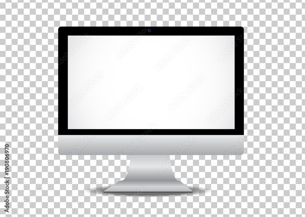 Realistic computer monitor isolated on transparent background. Vector mockup. Vector illustration Realistic computer monitor isolated on transparent background. Vector mockup. Vector illustration