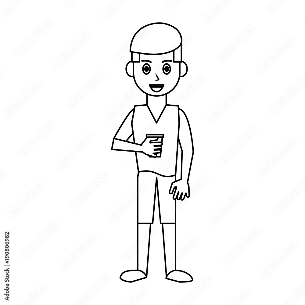 Young man cartoon with cup icon vector illustration graphic design Young man cartoon with cup icon vector illustration graphic design