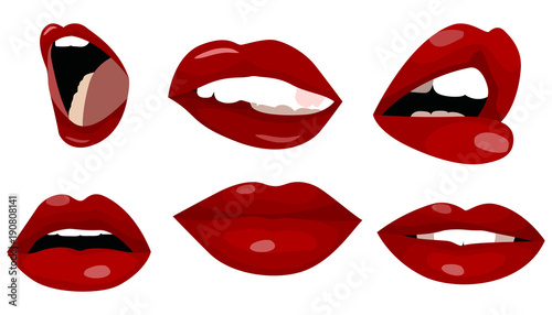 lips esign, set, shape, red, beauty, love, girl, 