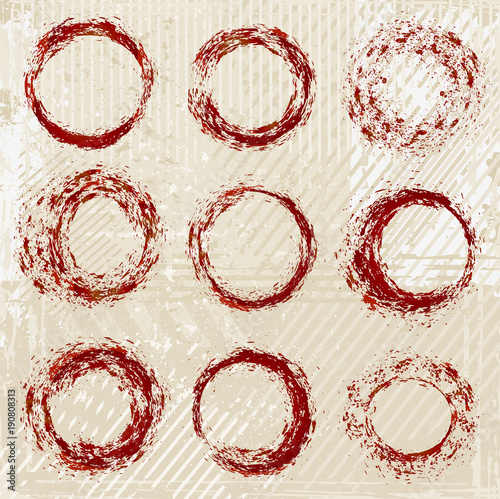 Set of different bloody circles, vector
