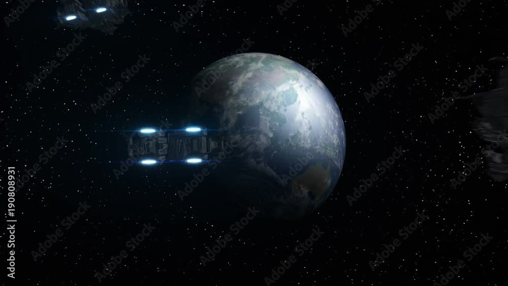 Fleet of Alien Spaceships Approaching Earth in Outer Space Alien ...