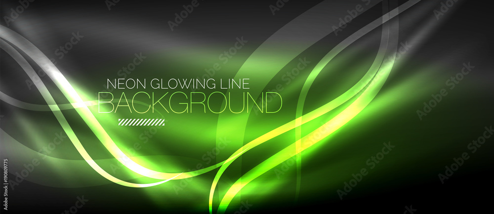 Obraz premium Neon elegant smooth wave lines digital abstract background