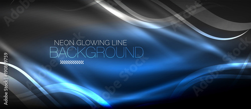 Neon elegant smooth wave lines digital abstract background