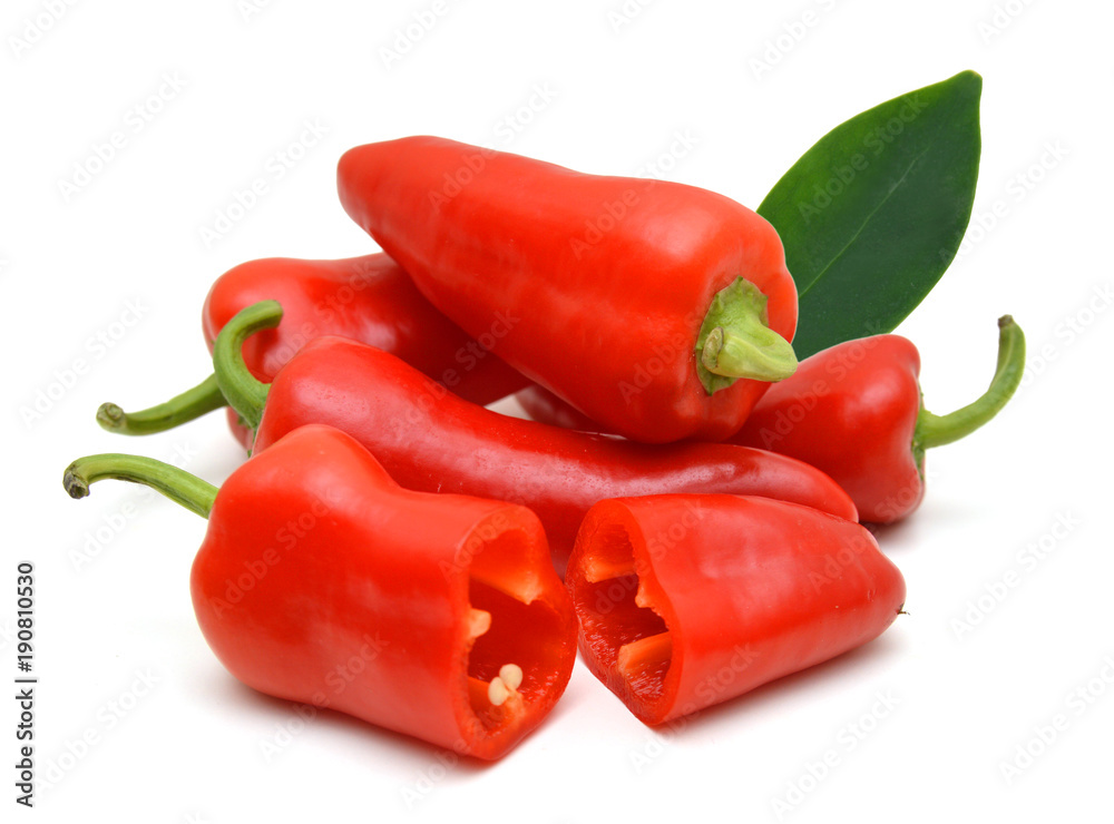 Red Bulgarian pepper on a white background