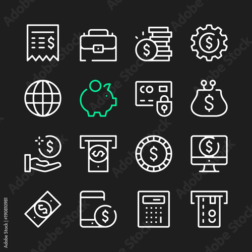 Financial line icons. Modern graphic elements, simple outline thin line design symbols. Vector icons set