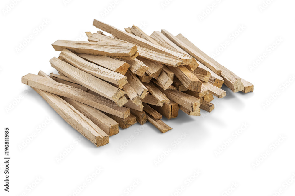 A pile of wood fire for kindling on white background, Clipping Path