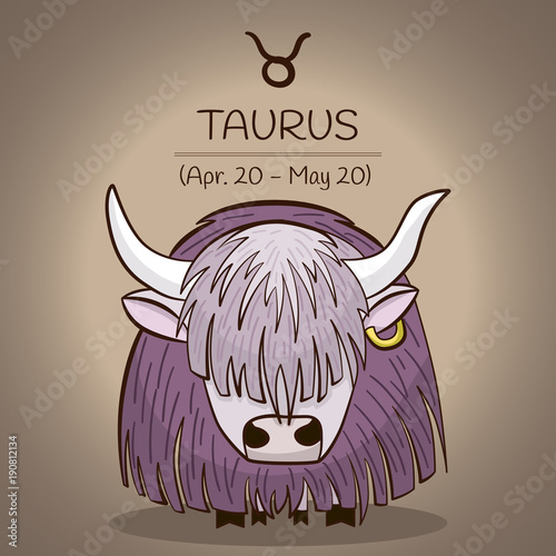 Taurus zodiac sign in vector for vintage retro horoscope design