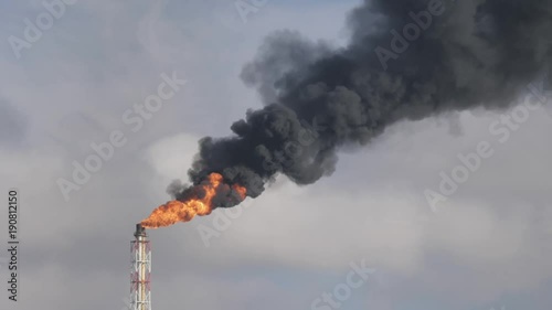 Flare stack and smoke of petrochemical refinery