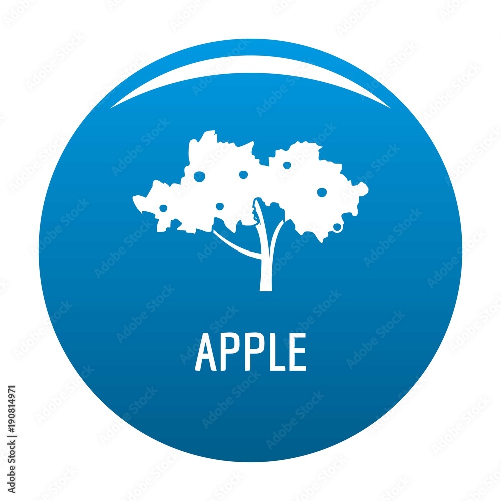 Apple tree icon vector blue circle isolated on white background 
