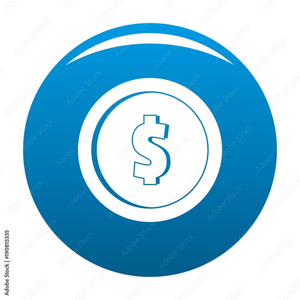 Design coin icon vector blue circle isolated on white background Design coin icon vector blue circle isolated on white background