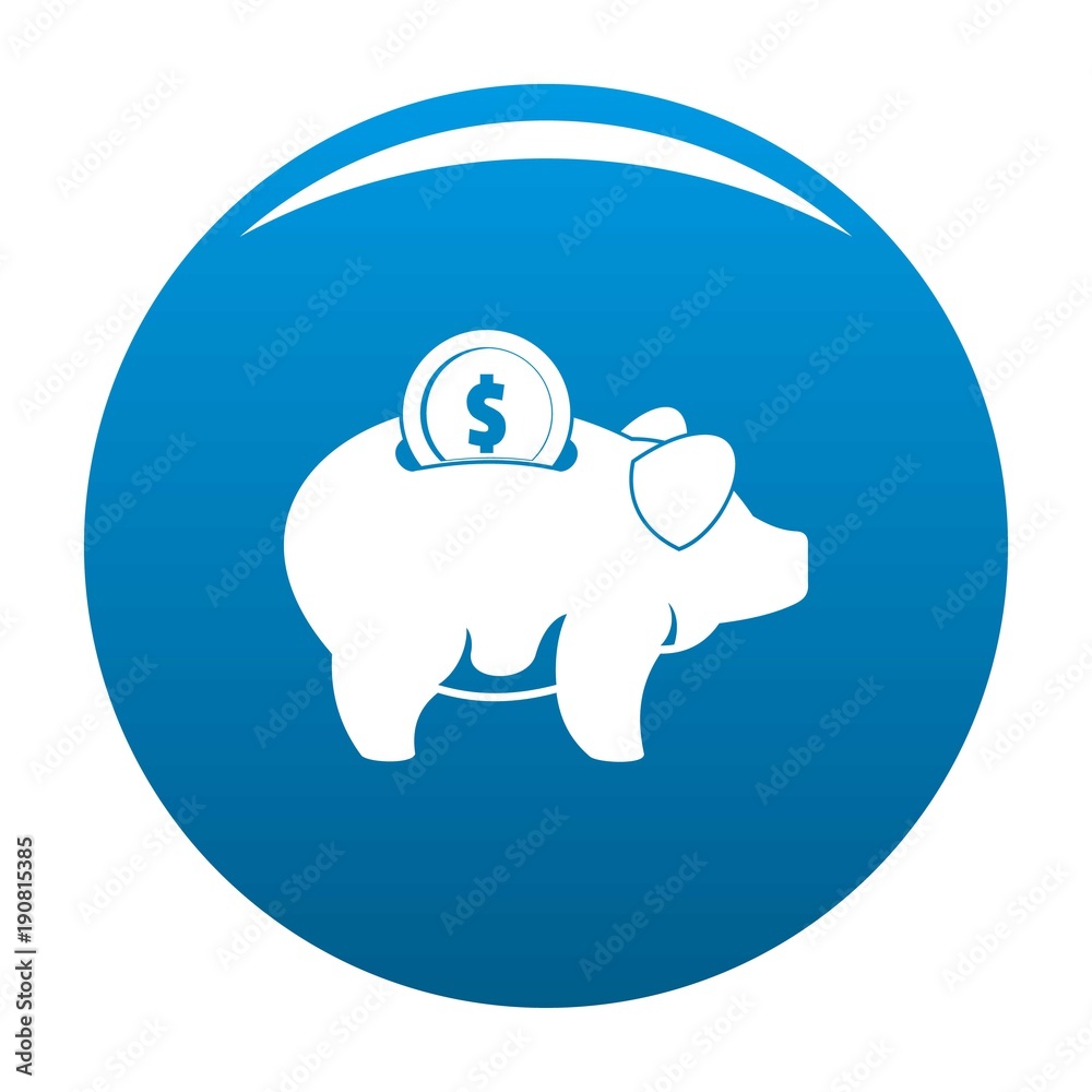 Pig money icon vector blue circle isolated on white background Pig money icon vector blue circle isolated on white background