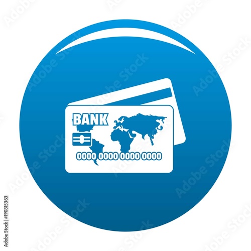 Credit card icon vector blue circle isolated on white background 