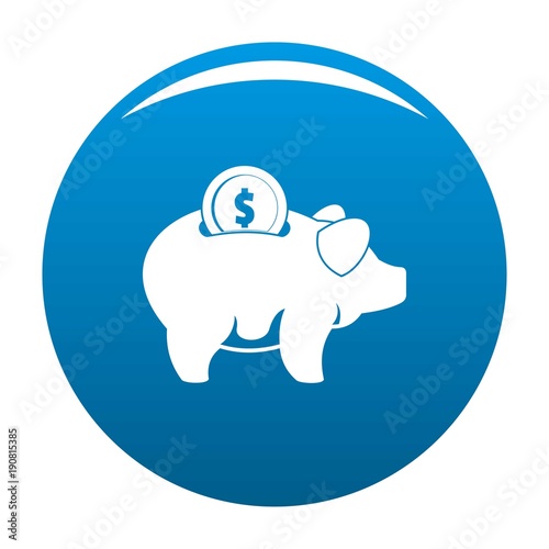 Pig money icon vector blue circle isolated on white background 