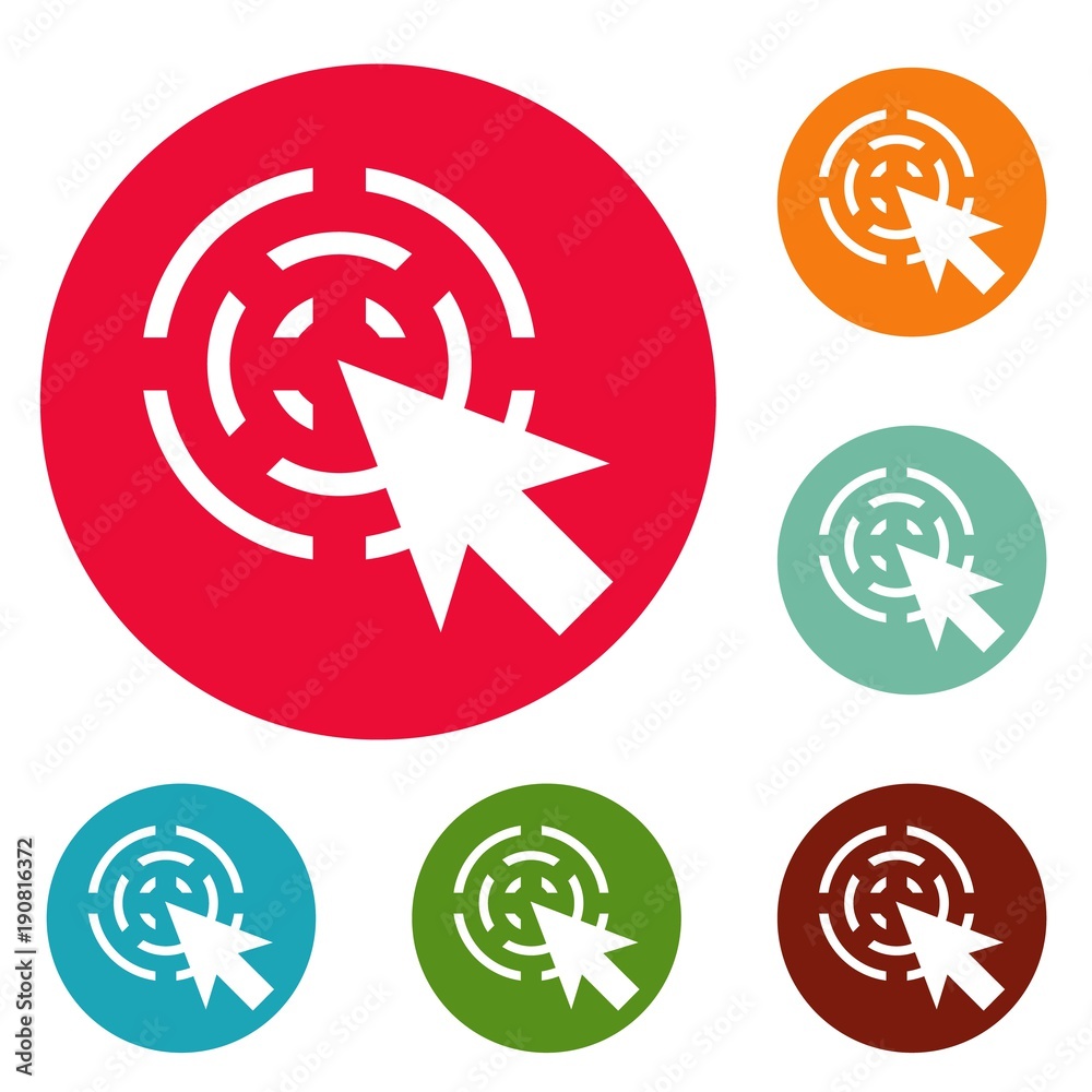 Cursor interactive icons circle set vector isolated on white background Cursor interactive icons circle set vector isolated on white background
